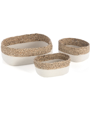 Set Of 3 Ivory Dalton Organizer Baskets - Off-white - Shiraleah