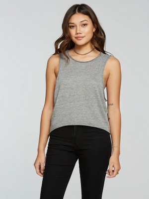 Triblend Jersey Cropped Dropped Armhole Hi Lo Racerback Tank