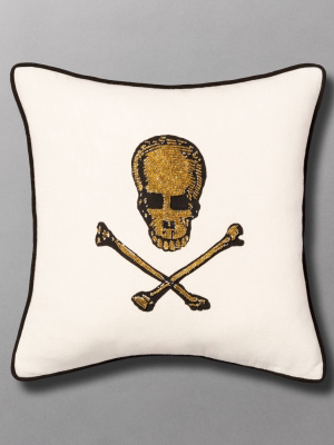 12" Beads And Bones Beaded Skull And Crossbones Throw Pillow - John Derian For Threshold™