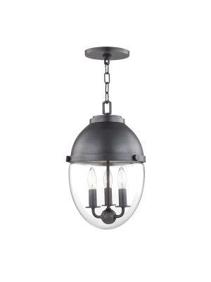 Hudson Valley Lighting Kennedy 3-bulb Pendant - Old Bronze & Clear