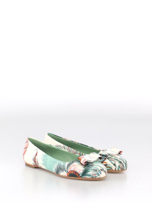 Salvatore Ferragamo Varina Floral Print Ballerina Flats