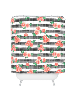 Watercolor Shower Curtain Red - Deny Designs