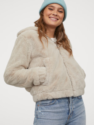 Hooded Faux Fur Jacket