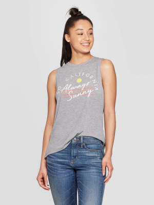 Women's Casual Fit Round Neck Always Sunny Graphic Tank Top - Modern Lux Gray