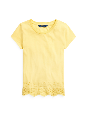 Eyelet-hem Cotton Jersey Top