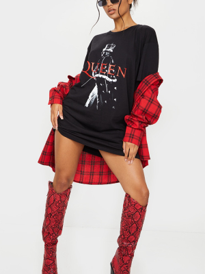 Black Queen Slogan T Shirt Dress
