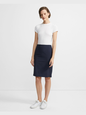 Stretch Wool Pencil Skirt