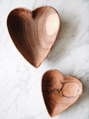 Connected Goods Wild Olive Wood Heart Serving Plates