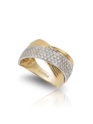 Moderna Yellow And White Gold Diamond Ring, .63 Tcw