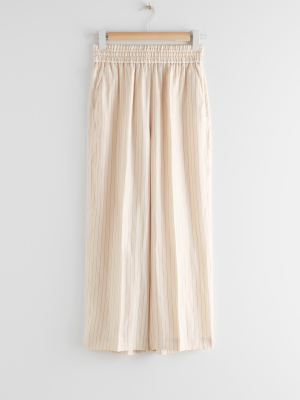 Wide Leg Cupro Blend Cropped Trousers