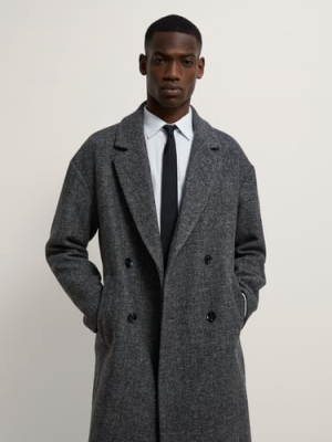 Double-breasted Herringbone Coat