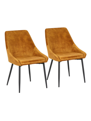 Set Of 2 Diana Contemporary Dining Chairs Metal And Velvet - Lumisource