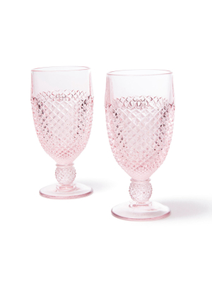 Pink Glass Goblet Set Of 2