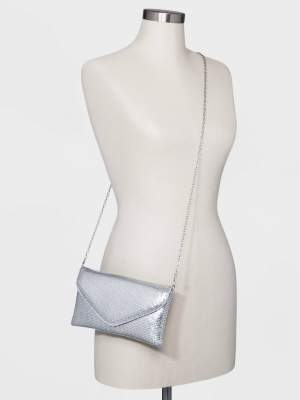 Estee & Lilly Mesh V Flap Envelope Clutch - Silver