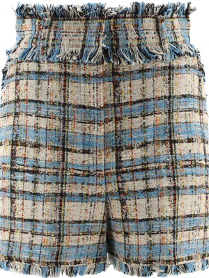 Msgm Frayed Edge Tweed Shorts