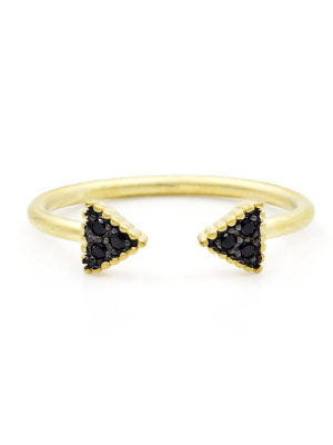 Black Pavé Arrow Cuff Ring