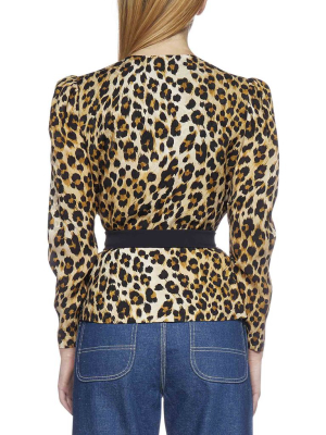 Moschino Leopard Printed Wrap Shirt