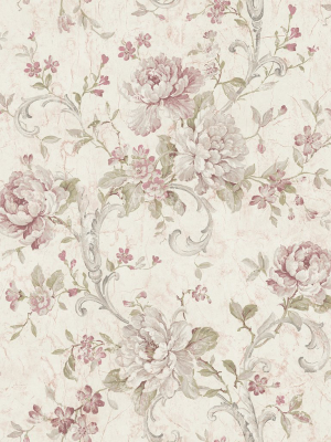 Antiqued Rose Wallpaper In Dusty Mauve From The Vintage Home 2 Collection By Wallquest