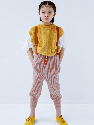 Orange Stitch Suspender Pants