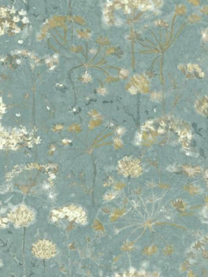 Botanical Fantasy Peel & Stick Wallpaper In Blue And Beige By York Wallcoverings