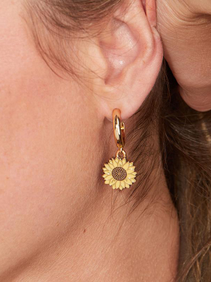 Sunflower Huggie Earrings