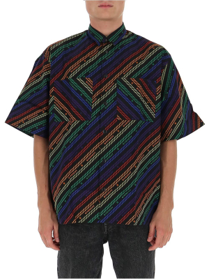 Givenchy Rainbow Chain Oversized Short-sleeve Shirt