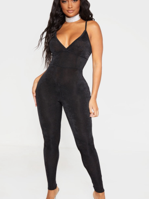 Shape Black Slinky Panelled Strappy Jumpsuit