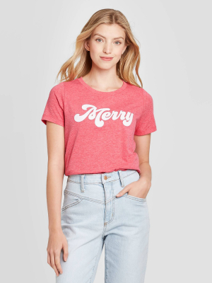 Women's Merry Short Sleeve Graphic T-shirt - Light Red