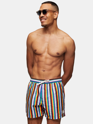 Rainbow Stripe Micro Swim Shorts