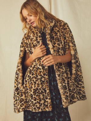 Anna Sui Leopard Faux Fur Cape