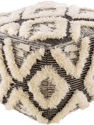 Apache Hand Woven Pouf In Cream