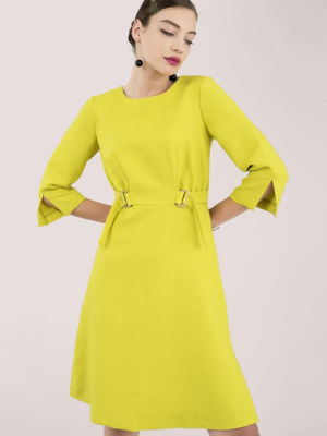 Lime Dress With Split Sleeves