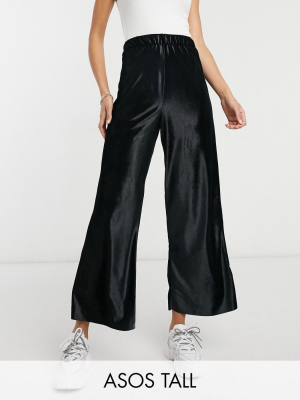 Asos Design Tall Crushed Velvet Culotte Pants