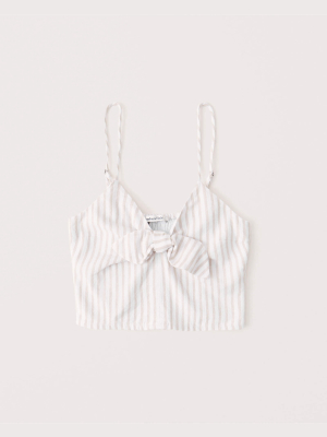 Linen-blend Tie-front Cami