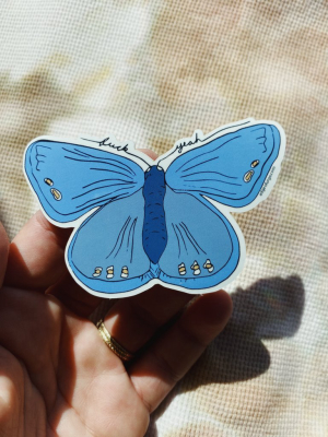 F*ck Yeah Blue Butterfly Sticker