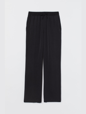 Wide-cut Pull-on Satin Pants