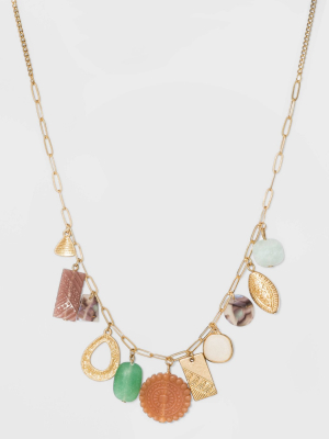 Semi-precious Cream Opal And Jade Charm Necklace - Universal Thread™ Cream