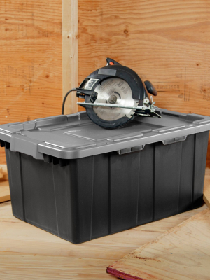 Sterilite 15gal Industrial Tote Black With Gray Lid And Latches