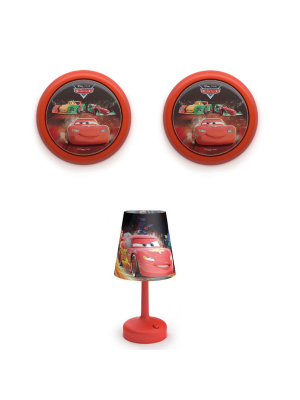 Philips Disney Cars Led Night Light (2 Pack) & Cars 10” Kids Table Lamp W/ Shade