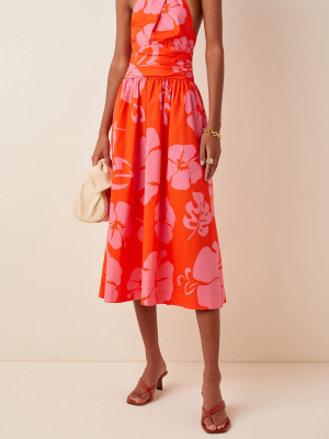 Moana Printed Cotton-poplin Halter Dress