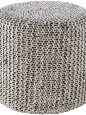 Prado Knitted Pouf In Light Gray