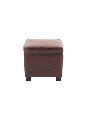 Square Storage Ottoman With Piping And Lift Off Lid - Wovenbyrd