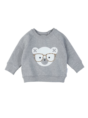 Huxbaby Nerd Bear Sweatshirt - Grey Marle