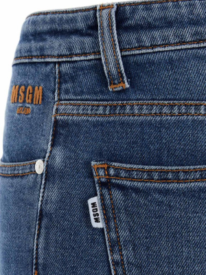 Msgm Logo Embellished Cropped Jeans