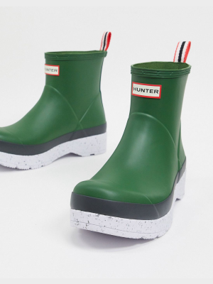 Hunter Original Play Short Speckle Boots In Green