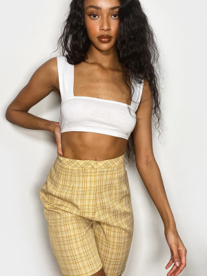 Mustard Check Woven Longline Short