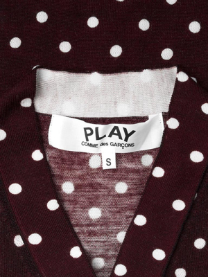 Comme Des Garcons Play Polka Dot Cardigan Black Heart - Burgundy