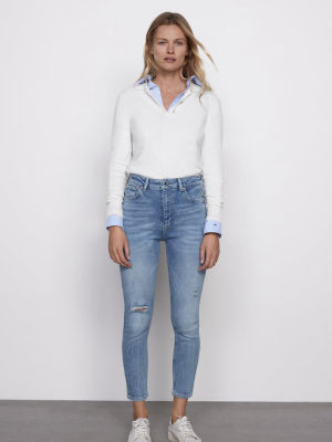 Zw Premium High Waist Jeans In Venice Blue