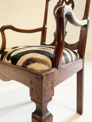 Antique Dutch Armchair In Zebra Hide