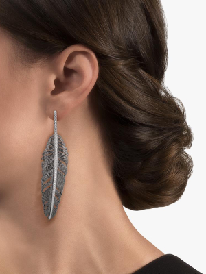 Feather 70mm Earrings With Diamonds